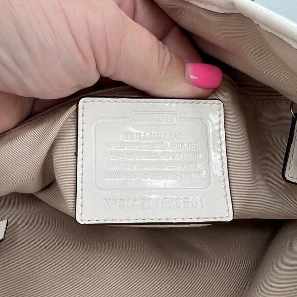 Coach Signature Stripe Brown Drawstring Shoulder Handbag Satchel F28501 - Picture 11 of 11